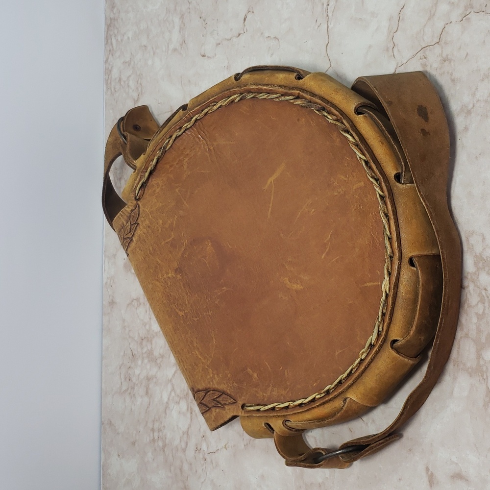 Vintage Style Brown Embossed Leather Shoulder Bag - Picture 2 of 7